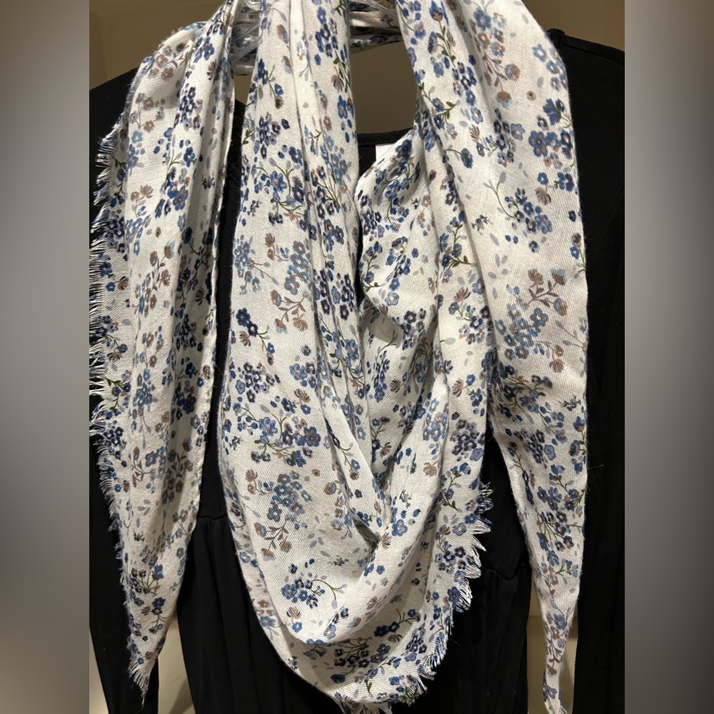 Handkerchief Scarf With Small Blue Floral Print